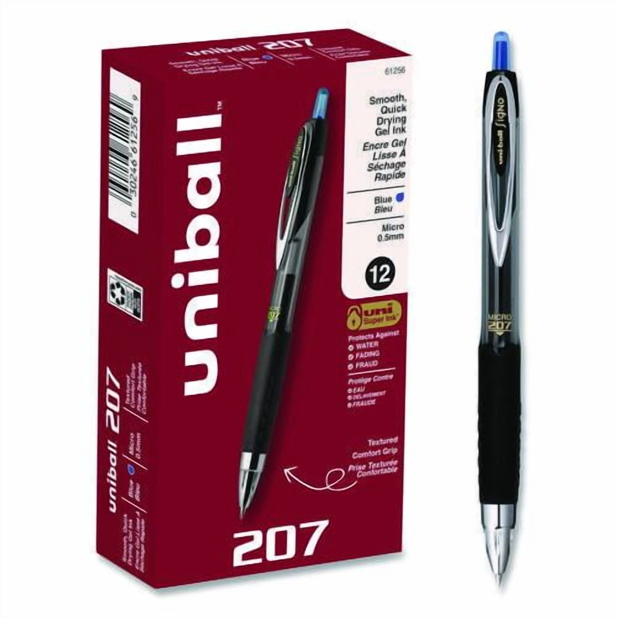 Signo 207 Gel Pen, Retractable, Fine 0.5 mm, Blue Ink, Smoke/Black/Blue Barrel, Dozen | Bundle of 2