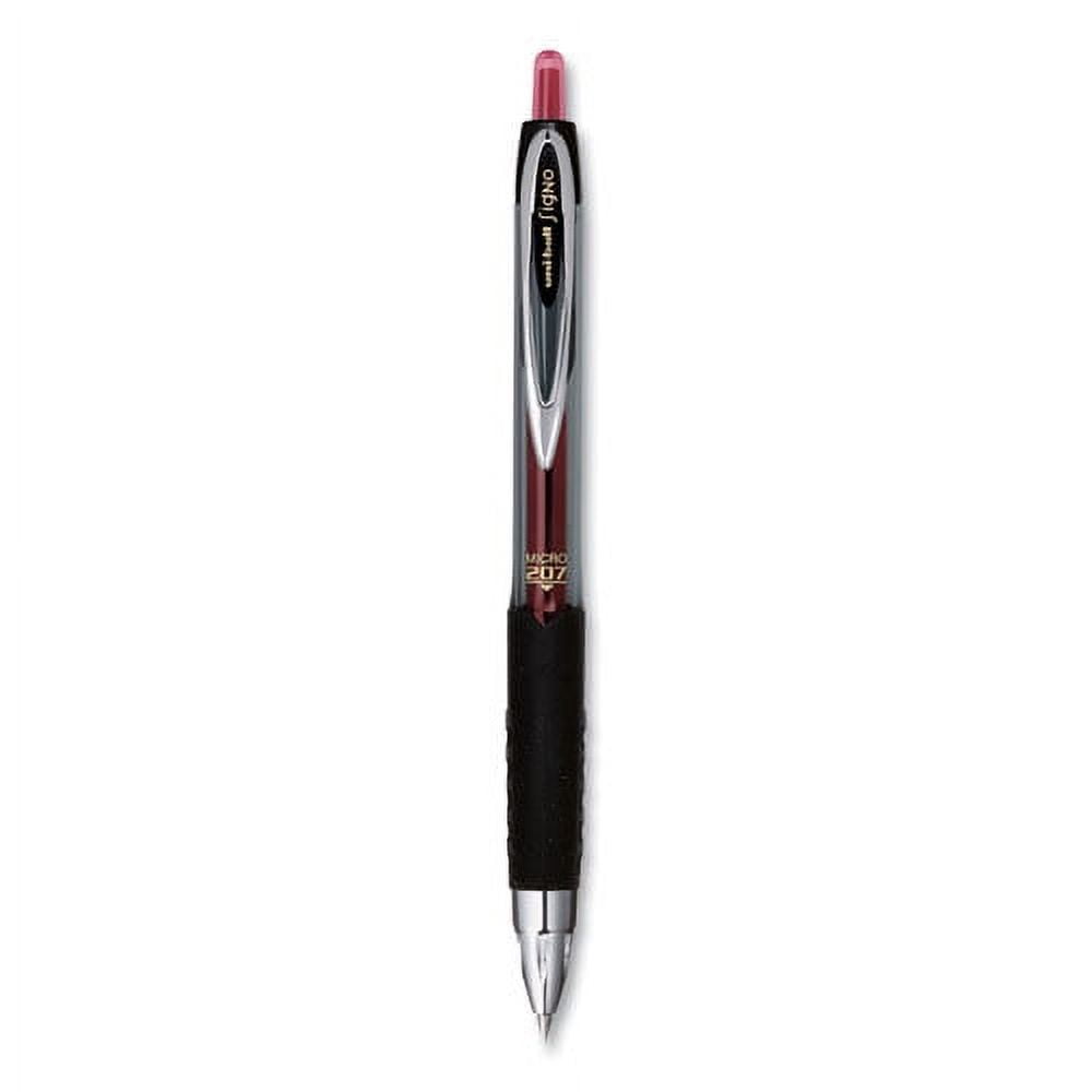 Signo 207 Gel Pen, Retractable, Micro 0.5 Mm, Red Ink, Smoke/black/red Barrel, Dozen | Bundle of 2 Dozen