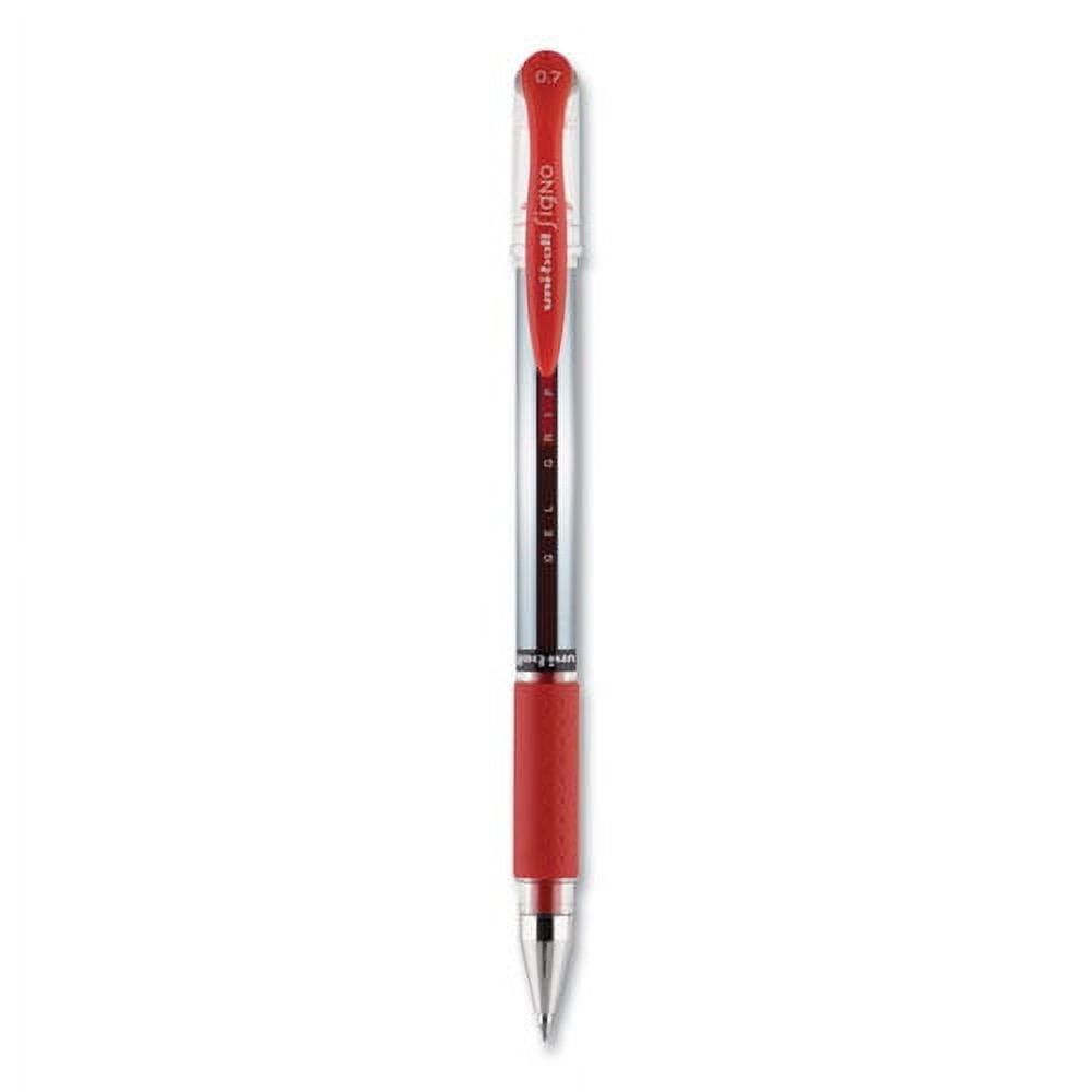 Signo Grip Gel Pen, Stick, Medium 0.7 Mm, Red Ink, Silver/red Barrel, Dozen | Bundle of 2 Dozen
