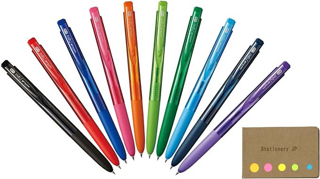 Uni-ball Signo RT1 0.38mm Gel Pen 5-Pack With Sticky Notes - Violet Ink, Rubber Grip