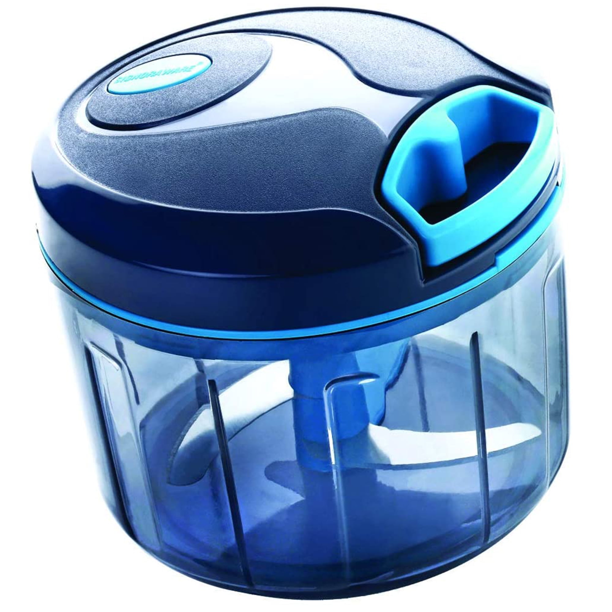 24oz Blue Manual Food Chopper with Stainless Steel Blades