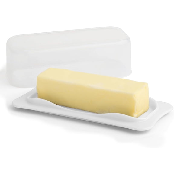 SIGNORA WARE Plastic Butter Dish with Lid Butter Holder Storage Container, White
