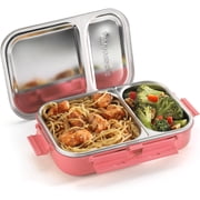 SIGNORA WARE Stainless Steel Bento Box 34 oz Leakproof 2 Compartments Lunch Box – Pink