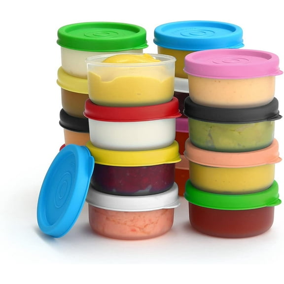Signora Ware Reusable Airtight Food Prep Storage Containers with Lids, Set of 16 1.3-Oz Multi Color