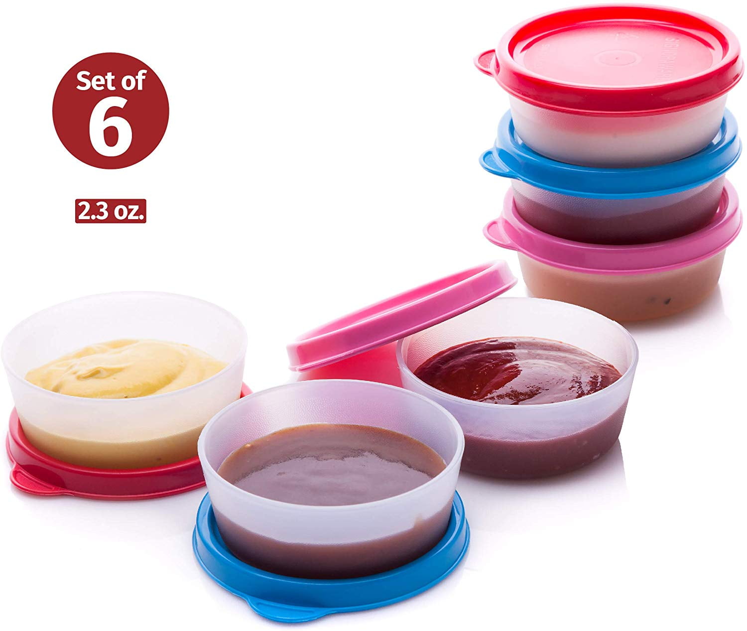 Signora Ware Reusable Airtight Food Prep Storage Containers with Lids, Set  of 6 2.3-oz Mini Mate 