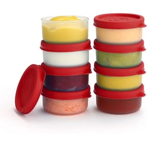 Signora Ware Reusable Airtight Food Prep Storage Containers with Lids, Set of 8 1.3-Oz Red