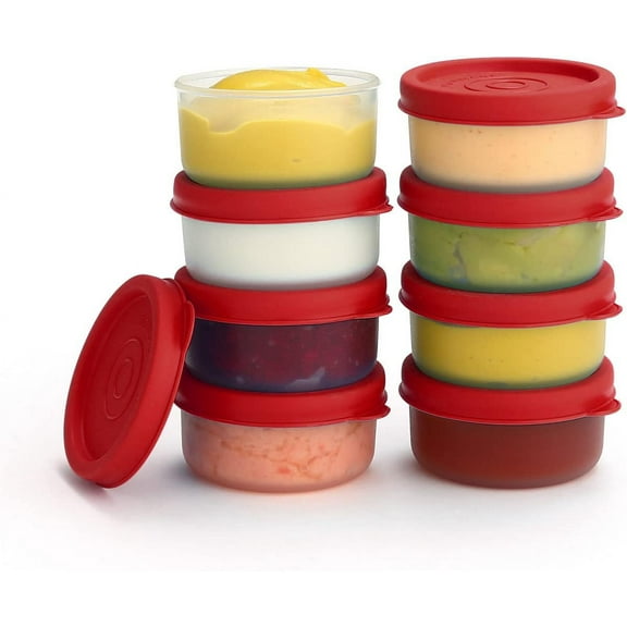 Signora Ware Reusable Airtight Food Prep Storage Containers with Lids, Set of 8 1.3-Oz Red