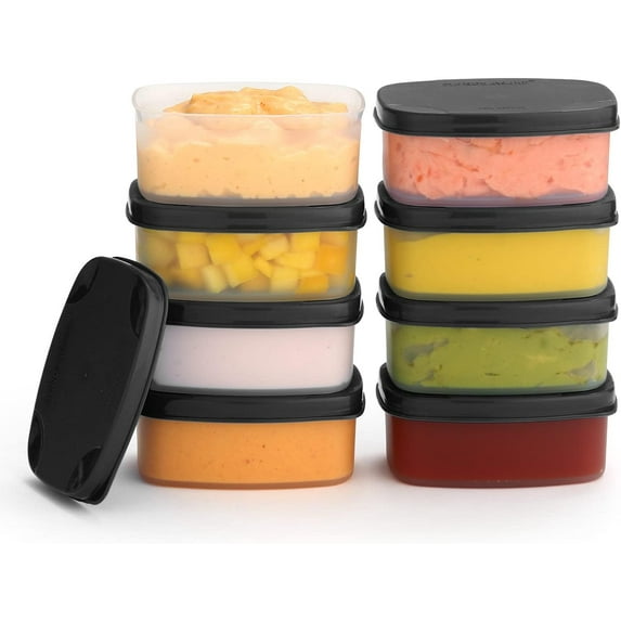 Signora Ware Reusable Airtight Food Prep Storage Containers with Lids, Set of 8 3-Oz Black