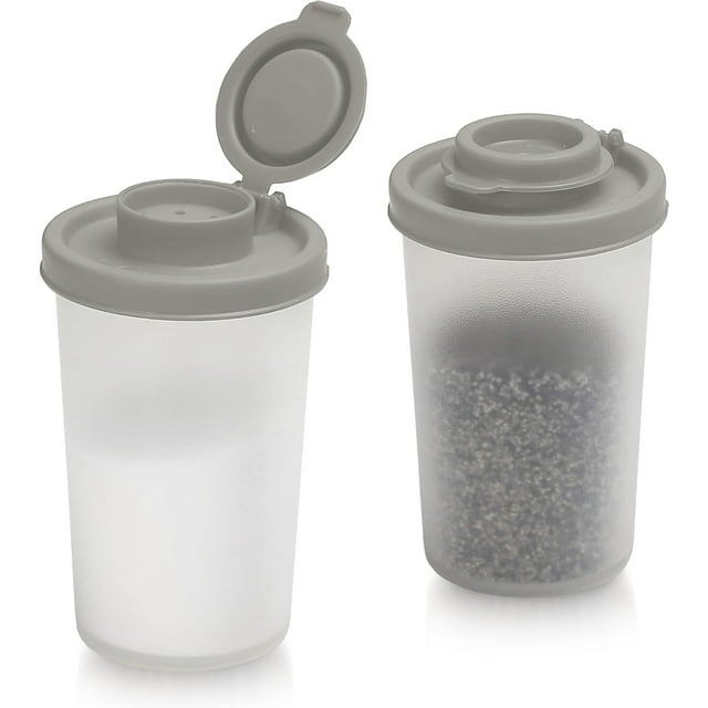Signora Ware Salt and Pepper Shaker Set Mini Seasoning Container for Camping & Picnic, 2-Pk Gray