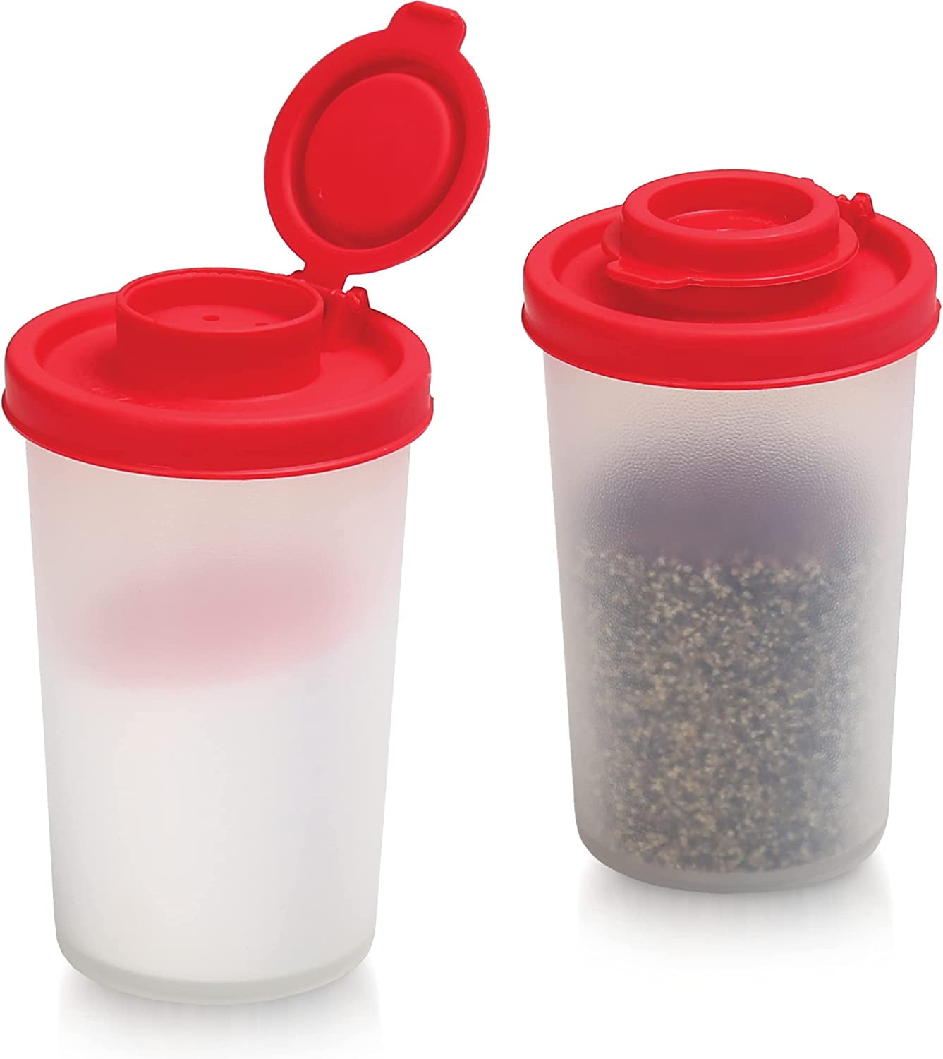 Signora Ware Salt and Pepper Shaker Set Mini Seasoning Container for Camping & Picnic, 2-Pk Large Red