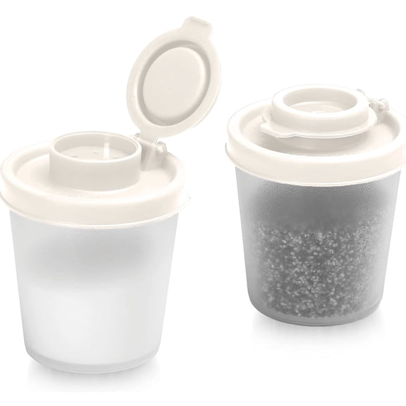Signora Ware Salt and Pepper Shaker Set Mini Seasoning Container for Camping & Picnic, 2-Pk Medium White