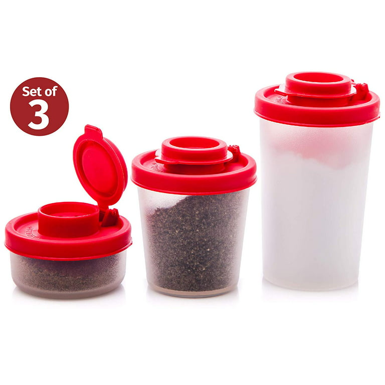 Signora Ware Spice Jars with Shaker Lids Refillable Seasoning Containers,  4-Pack Red