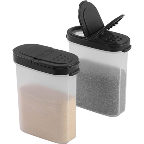 Signora Ware Spice Jars 9.5 oz Airtight Plastic Black Salt & Pepper Shakers 2 Pack