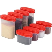 SIGNORA WARE Spice Jar Set, 8 Pack 4 oz & 9.5 oz Airtight Containers, Red