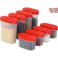 thumbnail image 1 of Signora Ware Spice Jars with Shaker Lids Refillable Seasoning Containers, 4-9.5oz & 4-4oz Red, 1 of 5