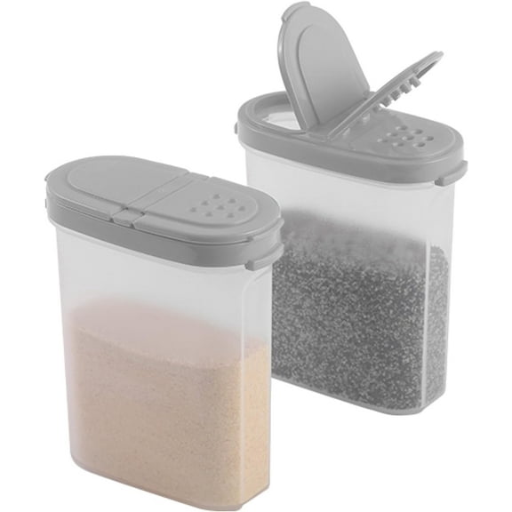 Signora Ware Spice Jars with Shaker Lids Refillable Seasoning Containers 9.5oz, 2-Pack Gray