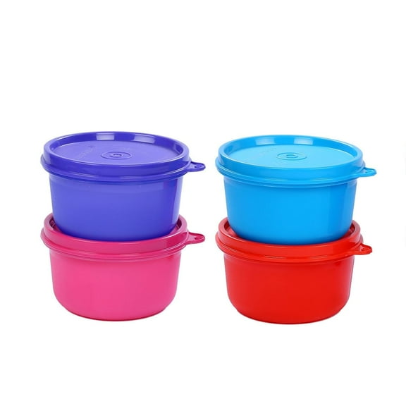 SignoraWare Executive Round Medium Container 310ml*4 Food Grade,Dishwasher, Freezer & Microwave Safe LeakProof Airtight Non Toxic Multicolor