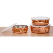 Signoraware Food Storage Bowls - Copper Plated Stainless Steel Stackable Storage Bowl Set with airtight Lids, 3 pc Multi Size Set