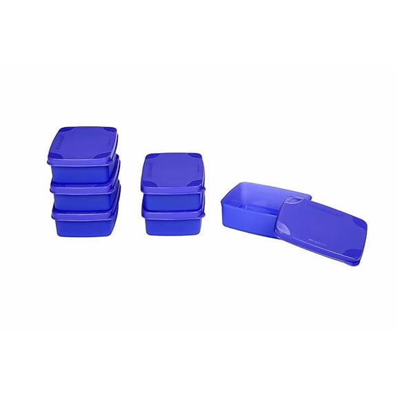 Signoraware Handy Square Plastic Container Set, 150ml, Set of 6, Deep Violet