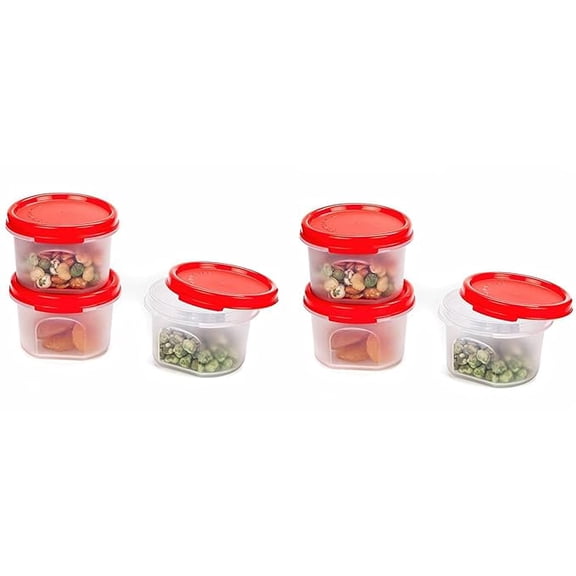 Signoraware Modular Plastic Container Set, 200ml, Set of 6, Red
