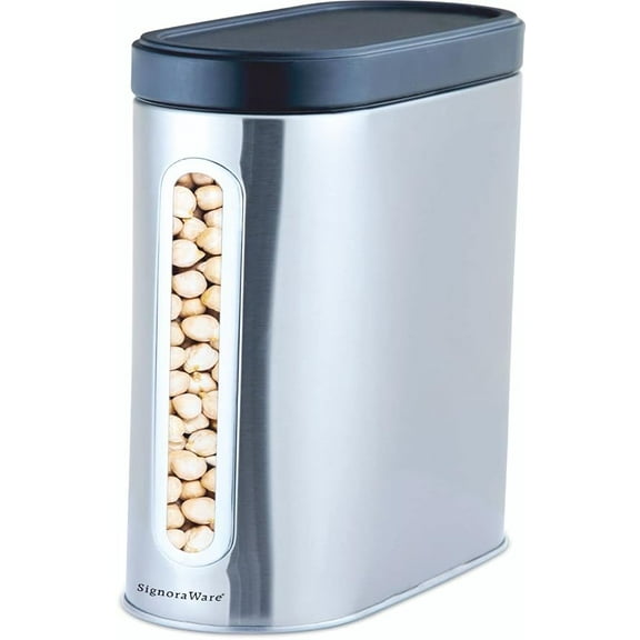 Signoraware Modular Steel Container (Window Oval) Matte, 2300ml,Set of 1, Silver