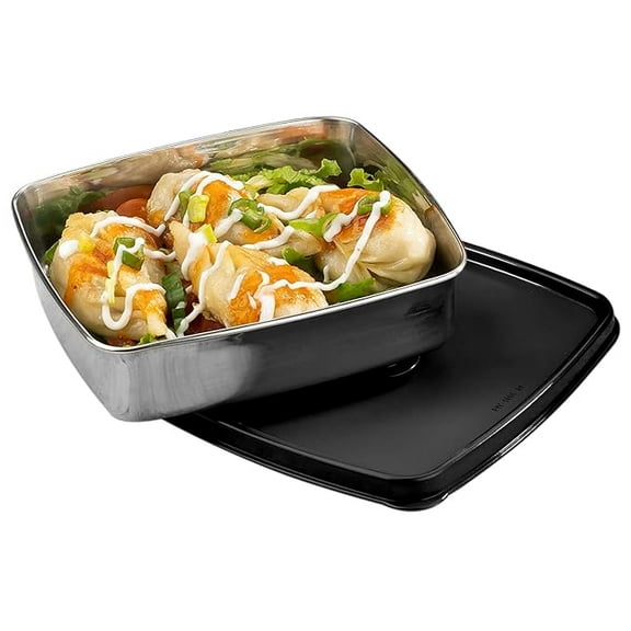 Signoraware Smart 'N' Slim Stainless Steel Container | Airtight & LeakprooF ( 400ml | Black )