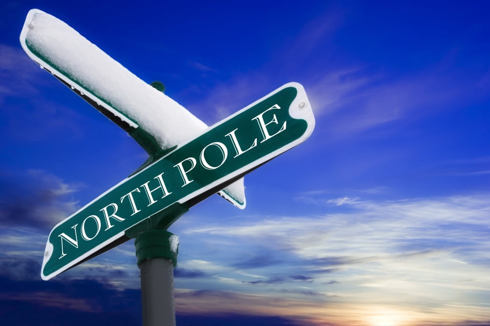 Signpost To The North Pole Canvas Art - Chris and Kate Knorr Design Pics (36 x 24)