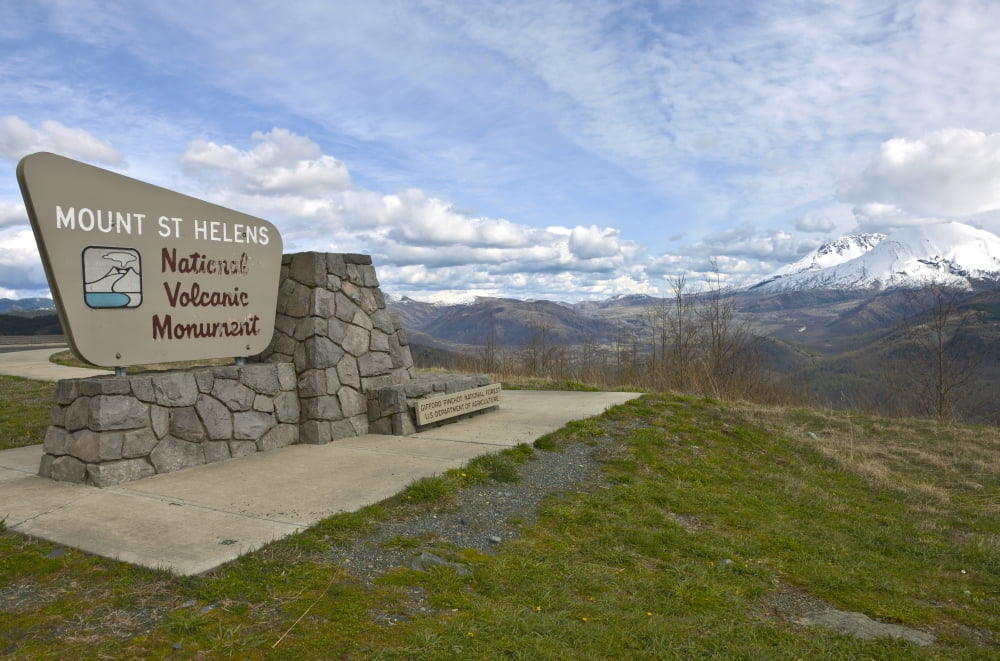 Signpost at Mount St Helens National Volcanic Monument Washington State USA Canvas Art - Panoramic Images (12 x 36)