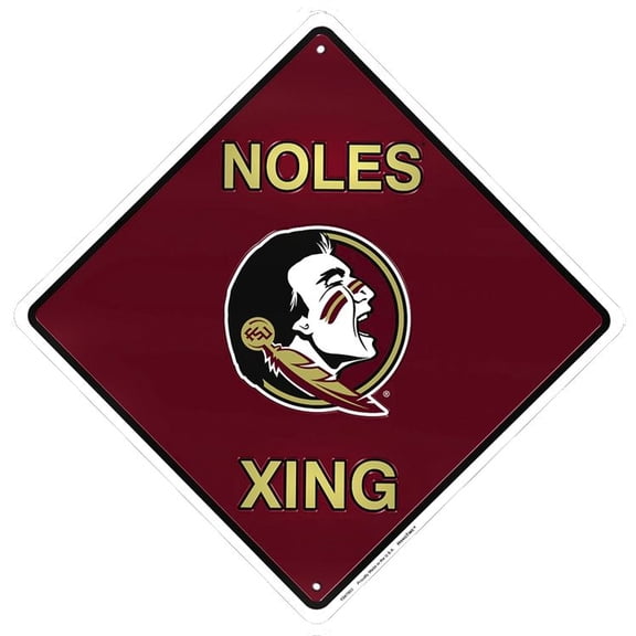 Signs 4 Fun Decorative Crossing Sign | Florida State Noles Xing | 12 x 12 | Embossed Aluminum Sign | Made in the USA | SDXCFS