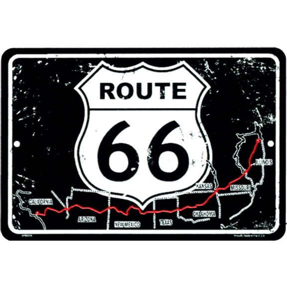 Signs 4 Fun Decorative Parking Sign | 66 Map & Shield H | 8 x 12 | Embossed Aluminum Sign | Made in the USA | SPSR6M