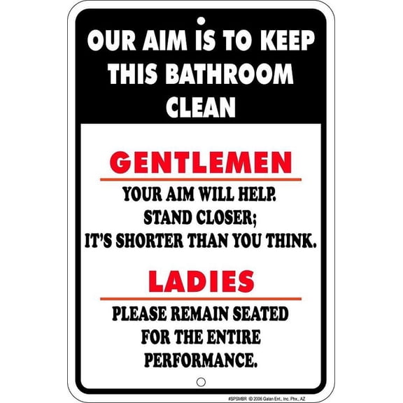 Signs 4 Fun Decorative Parking Sign | Gentlemen Aim | 8 x 12 | Embossed Aluminum Sign | Made in the USA | SPSMBR