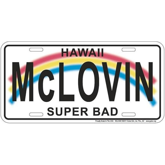 Signs 4 Fun Parody License Plate | McLovin Hawaii | 12 x 6 Decorative License Plate | Decoration Plate for Vehicle/Wall | Man Cave Decorations | Made in The USA