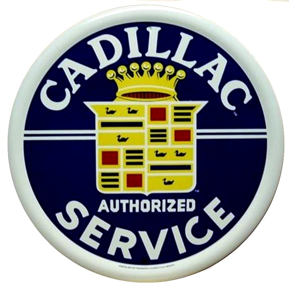 Signs 4 Fun SRACAD Cadillac Service Round Sign, Blue