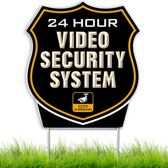 Signs Authority 24-h-Video Black Coroplast Surveillance Signs | Security Camera Warning