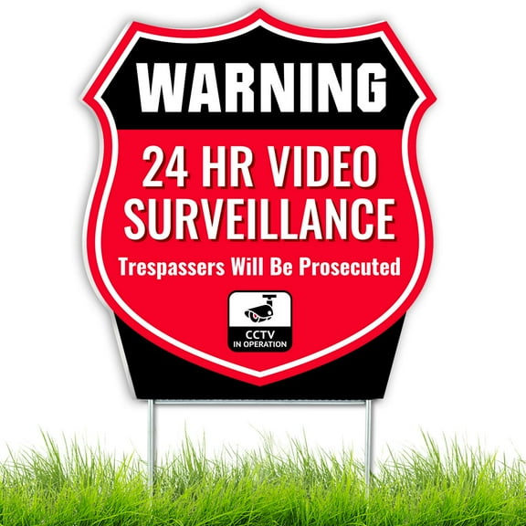 Signs Authority 24-h-Video Red Coroplast Surveillance Signs Outdoor | No Trespassing