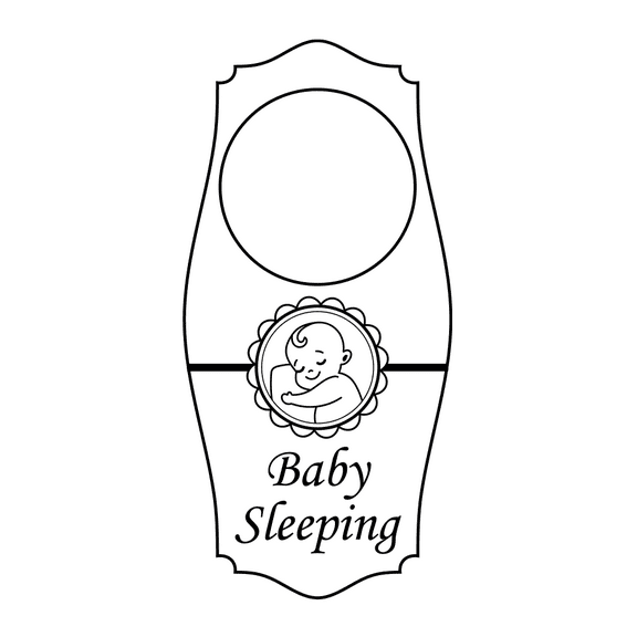 Signs ByLITA Baby Sleeping Door Hanger - White, 4" x 8"