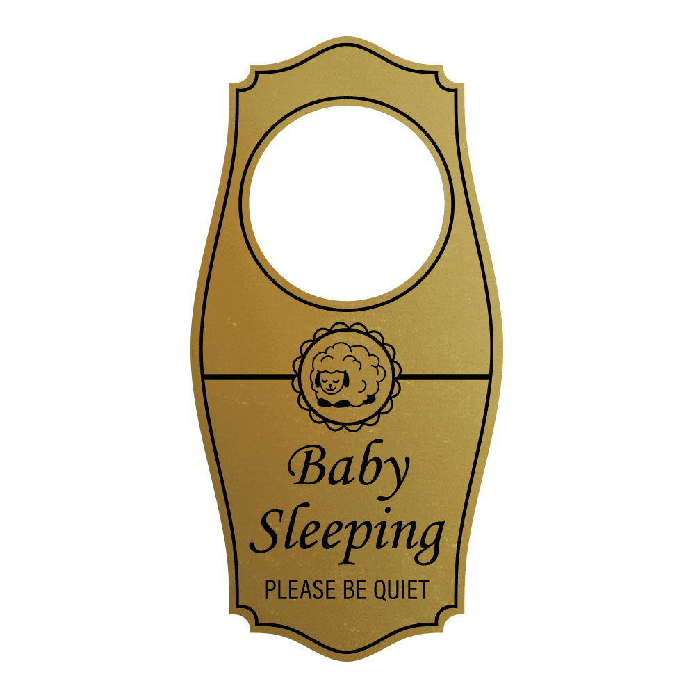 Signs ByLITA Baby Sleeping Please Be Quiet Door Hanger Brushed Gold