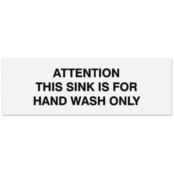 Signs ByLITA Basic Attention this Sink is for hand wash only Sign - Laser-Engraved Lettering | Durable ABS Plastic | Vibrant Colors | Powerful Foam Tape (White) - Medium
