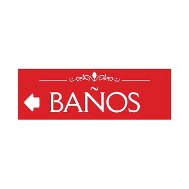 Signs ByLITA Basic Baños Left Arrow Directional Sign (Red) - Large
