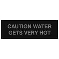 thumbnail image 1 of Signs ByLITA Basic Caution Water Gets Very Hot Sign - Laser-Engraved Lettering | Durable ABS Plastic | Vibrant Colors | Powerful Foam Tape (Black / Silver) - Large, 1 of 2
