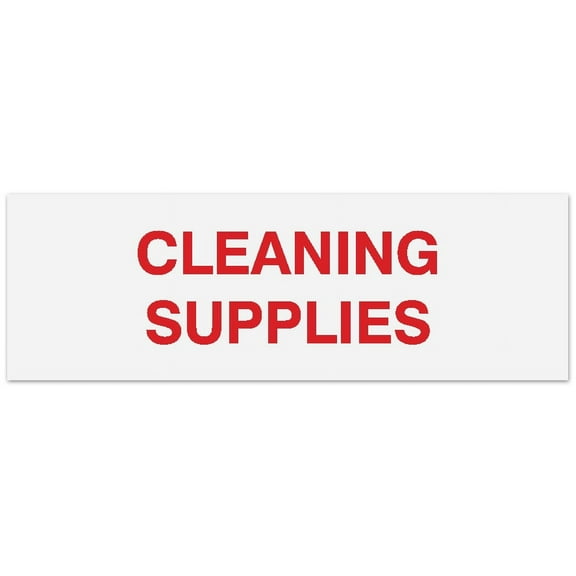 Signs ByLITA Basic Cleaning Supplies Sign - Laser-Engraved Lettering | Durable ABS Plastic | Vibrant Colors | Powerful Foam Tape (White/Red) - Large