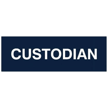 Signs ByLITA Basic Custodian Sign | Easy Installation | Durable Wall or Door Sign (Navy Blue / White) - Large