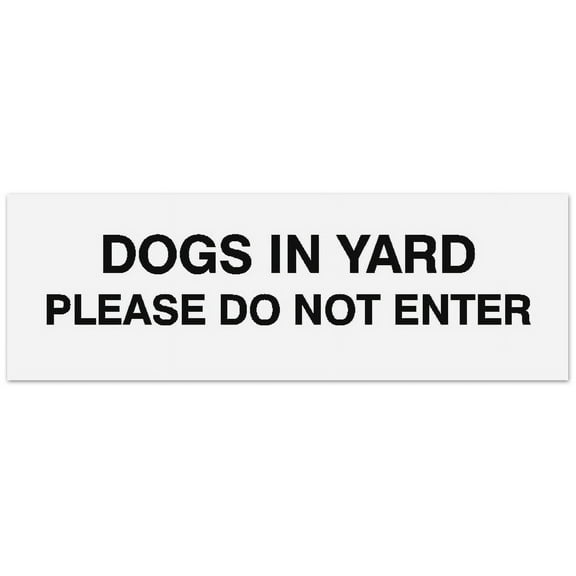 Signs ByLITA Basic Dogs in yard please do not enter Sign - Laser-Engraved Lettering | Durable ABS Plastic | Vibrant Colors | Powerful Foam Tape (White) - Small