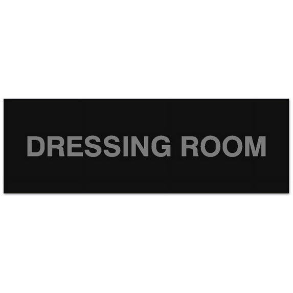 Signs ByLITA Basic Dressing Room Sign - Laser-Engraved Lettering | Durable ABS Plastic | Vibrant Colors | Powerful Foam Tape (Black / Silver) - Small