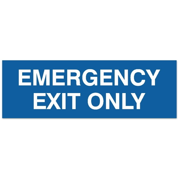 Signs ByLITA Basic Emergency Exit Only Sign | Easy Installation | Durable Wall or Door Sign (Blue) - Small