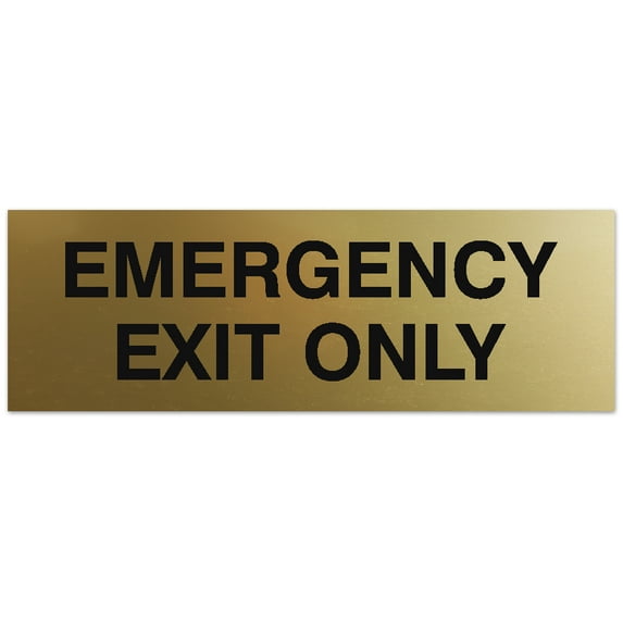 Signs ByLITA Basic Emergency Exit Only Sign | Easy Installation | Durable Wall or Door Sign (Brushed Gold) - Small