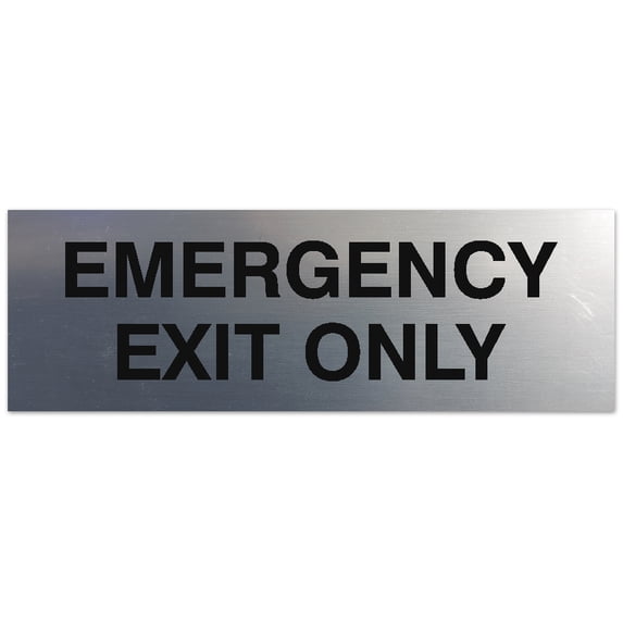 Signs ByLITA Basic Emergency Exit Only Sign | Easy Installation | Durable Wall or Door Sign (Brushed Silver) - Small