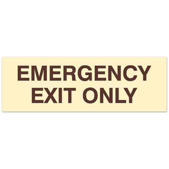 Signs ByLITA Basic Emergency Exit Only Sign | Easy Installation | Durable Wall or Door Sign (Ivory/Dark Brown) - Medium