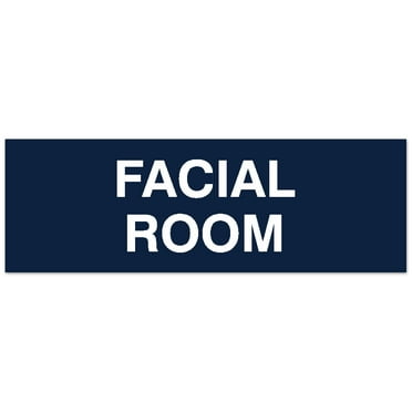 Signs ByLITA Basic Facial Room Sign | Easy Installation | Durable Wall or Door Sign (Navy Blue / White) - Large
