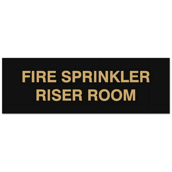 Signs ByLITA Basic Fire Sprinkler Riser Room Sign - Laser-Engraved Lettering | Durable ABS Plastic | Vibrant Colors | Powerful Foam Tape (Black /Gold) - Medium